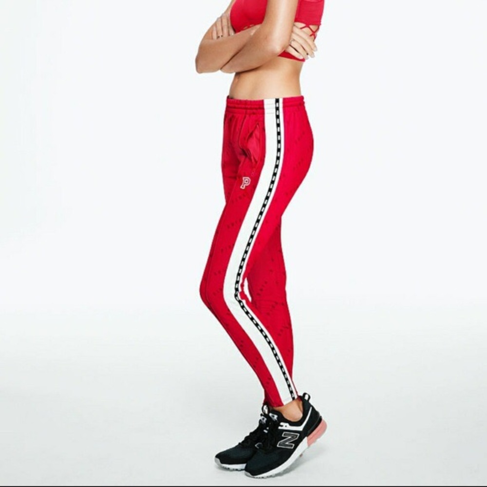 VS PINK Skinny Track Pant Red/White/Black